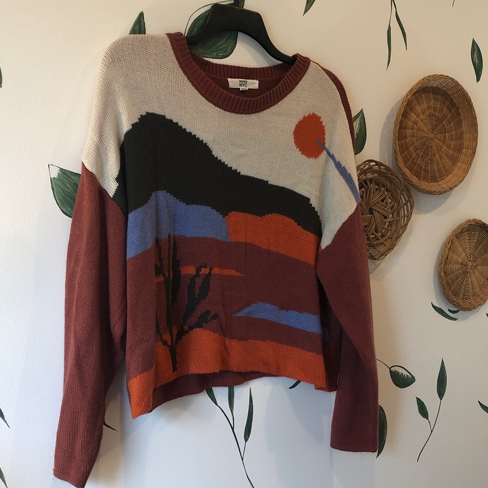 Scenic Knit Sweater with Earth Tones